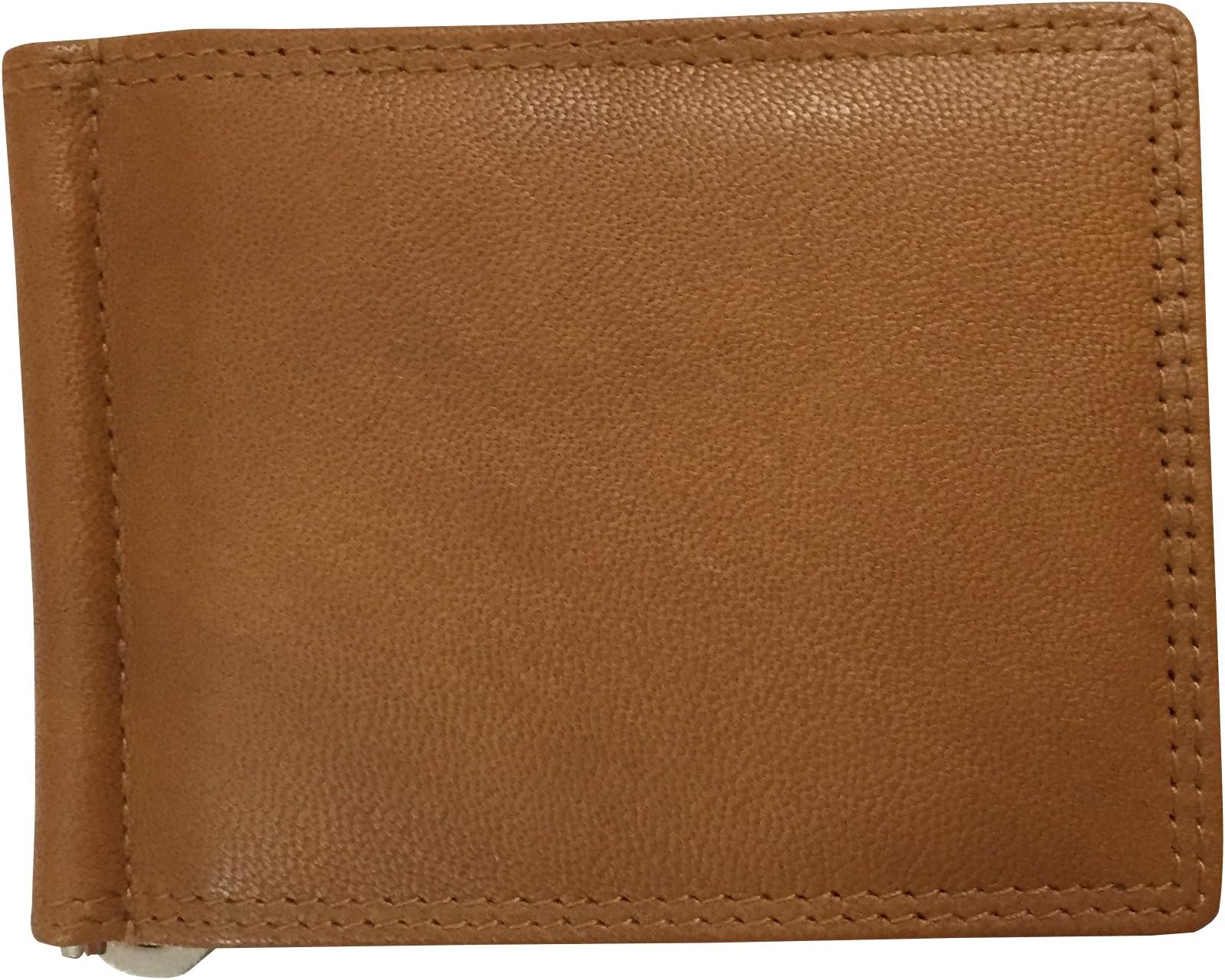 TEE ESS Genuine Leather Money Clip Men Tan Leather Wallet 754, Real Pure Leather Wallet