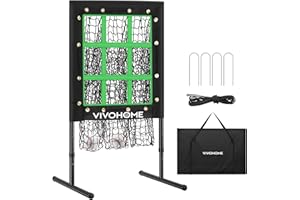 VIVOHOME Baseball Pitching Net, 9 Hole Softball Pitching Net with Strike Zone, Adjustable Baseball Softball Net for Batting P
