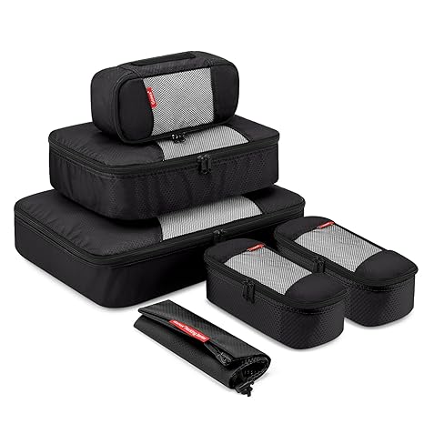 Packing Cube 6-teilig, Gonex Kleidertaschen-Set, 1 Wäschebeutel, 1 mittelgroße, große und 3 kleinste Kleidertasche