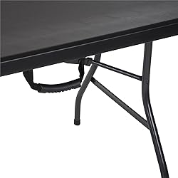 COSCO Fold-in-Half Banquet Table w/Handle, 8ft, Black