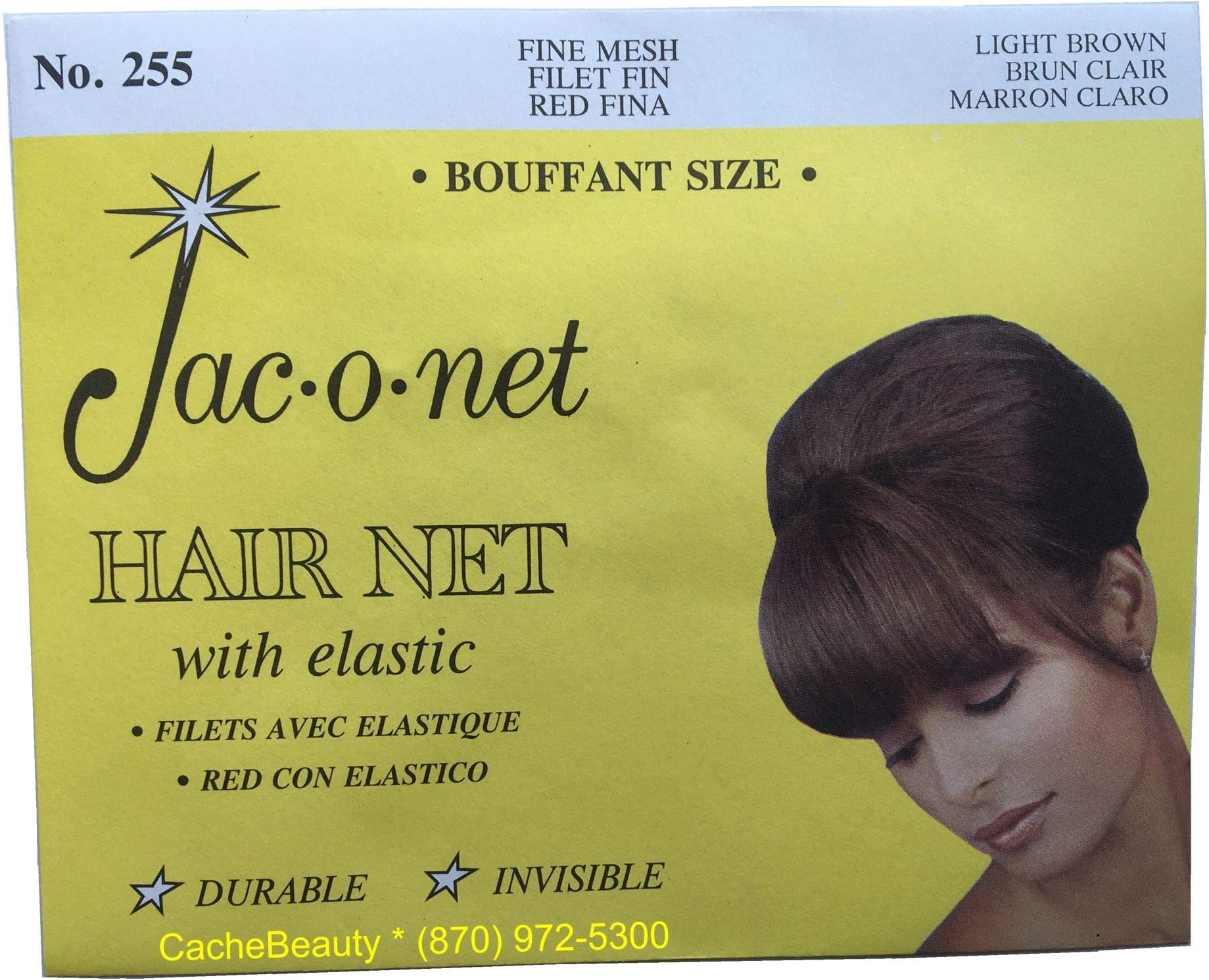 Jac-O-Net Tiny Mesh Hair Net-Bouffant/Large Size, Light Brown,1 Net Per Pack [Pack of 12]