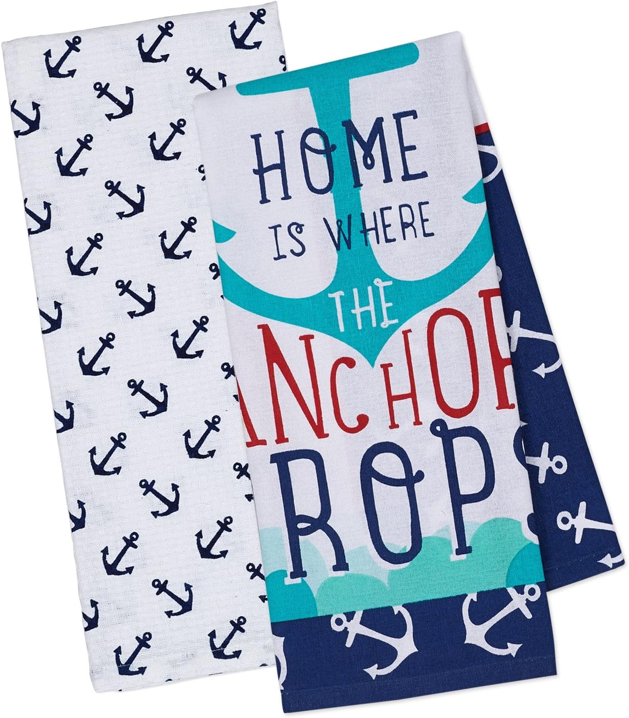 DII Anchor's Away Collection Kitchen, Dishtowel Set, 18x28, Printed, 2 Piece