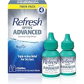 REFRESH OPTIVE Advanced Lubricant Eye Drops Artificial Tears, 2x0.33 Fl oz (20 mL), 2 Count