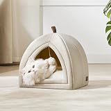 Bedsure Cat Cave Bed Igloo with Removable Washable Cushion Beige 40x40x40cm view 3