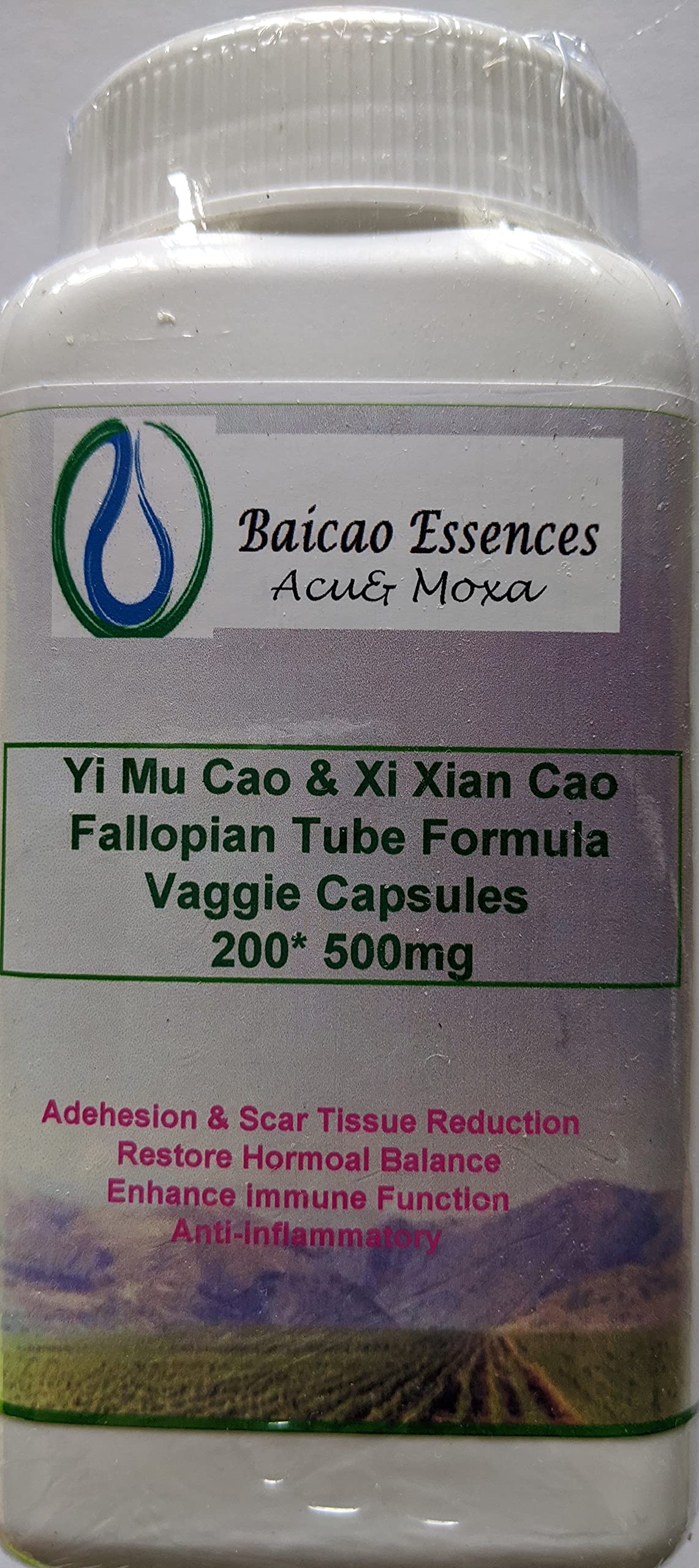 Photo 1 of 200 * 500mg Veggie Xi Xian Cao & Yi Mu Cao Herbal Fallopian Tube Formula Capsules by Baicao ACU& Moxa (200 Count)