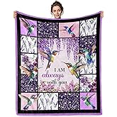 Jekeno I Am Always with You Hummingbird Gifts for Women Hummingbird Floral Blanket Birds Decor for Bedroom Living Room Couch Perfect Birthday (50x60 Inch)