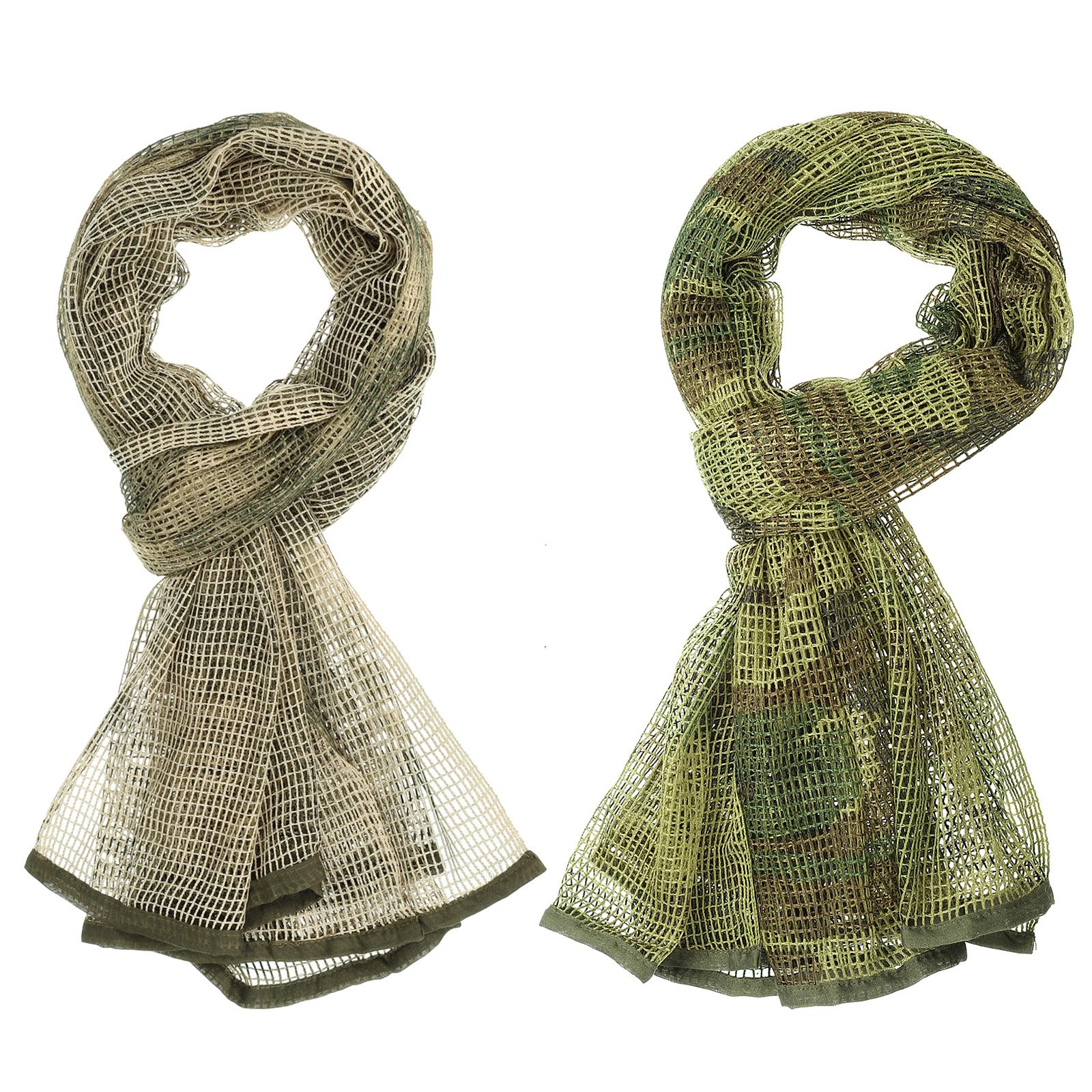 PATIKIL 71"x35" Camouflage Veil Scarf, 2Pcs Camo Netting Veil Camo Mesh Neck Scarves Desert Mesh Scarves for Outdoor Activities, Jungle Camo/Green