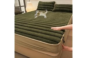 Plush Shaggy Fitted Sheet Queen Size, Thickened Milk Velvet Fitted Sheets Faux Rabbit Fur Bottom Sheet with 12" Deep Pocket, 