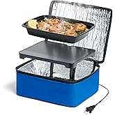 HOTLOGIC Mini Heated Lunch Box - Portable Electric Food Warmer for Men and Women - Great for Work, Office, and Construction - Cook, Reheat, and Eat on the Go - 120V - Blue