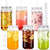 Alohastarttg Mason Jar Cups with Lids and Straws, 16 oz Reusable Plastic Tumblers for Whisky, Soda, Tea, Juice, Beer, Coffee, Milk Tea, Gifts, 6 Pack (Clear)