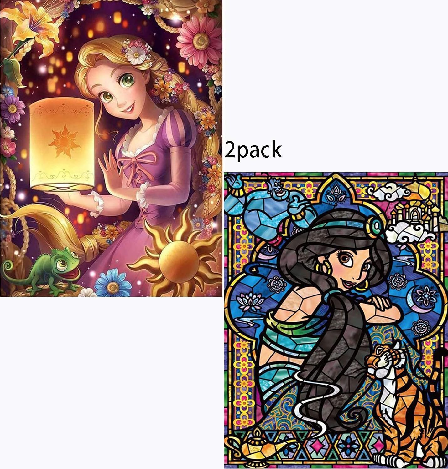 Amazon Co Jp Zhongyu Diy 5dダイヤモンドペインティングキット 2パックディズニープリンセス 悪役大人と子供用フルドリル 30 X 40 Cm ホーム キッチン