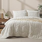 Oli Anderson Velvet Quilt Set King Size - Lightweight Bedspread Coverlet - Soft Velvet Comforter Set - Reversible Quilted Bedding Set for All Seasons - Cream White - 3 PCS (1 Quilt, 2 Pillow Shams)