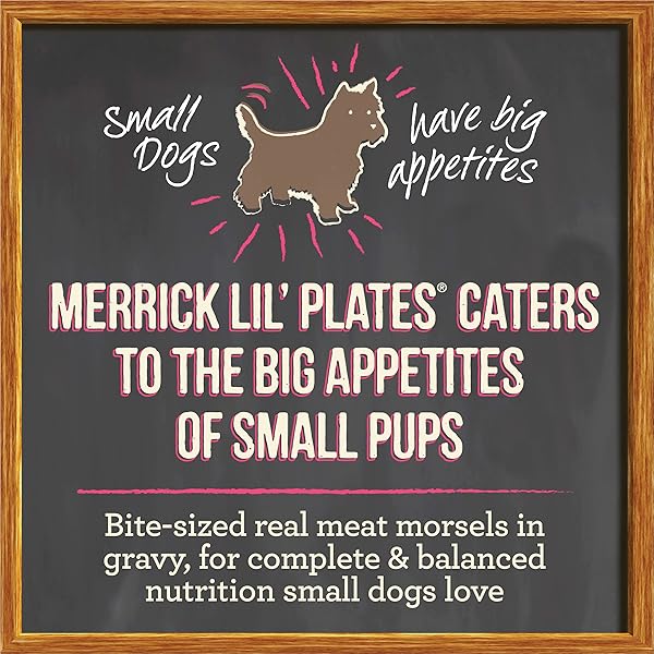 MERRICK LIL’ PLATES GRAIN FREE DINNER DUOS SOFT NATURAL WET SMALL DOG FOOD VARIETY PACK, BEEF AND CHICKEN – (PACK OF 12) 3.5 LB. TUBS