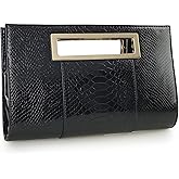 HOXIS Classic Crocodile Pattern Faux Leather Metal Grip Cut it out Clutch with Chain Shoulder Strap Womens Handbag | Crocodile Pattern, Faux Leather, Metal Grip, Cut it out, with Shoulder Strap