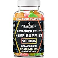 NEW AGE Naturals Fruit Hemp Big Gummies 9000mg - Natural Hemp Oil Infused Gummies (90 Gummies) (Pack of 1) America's #1 Favor