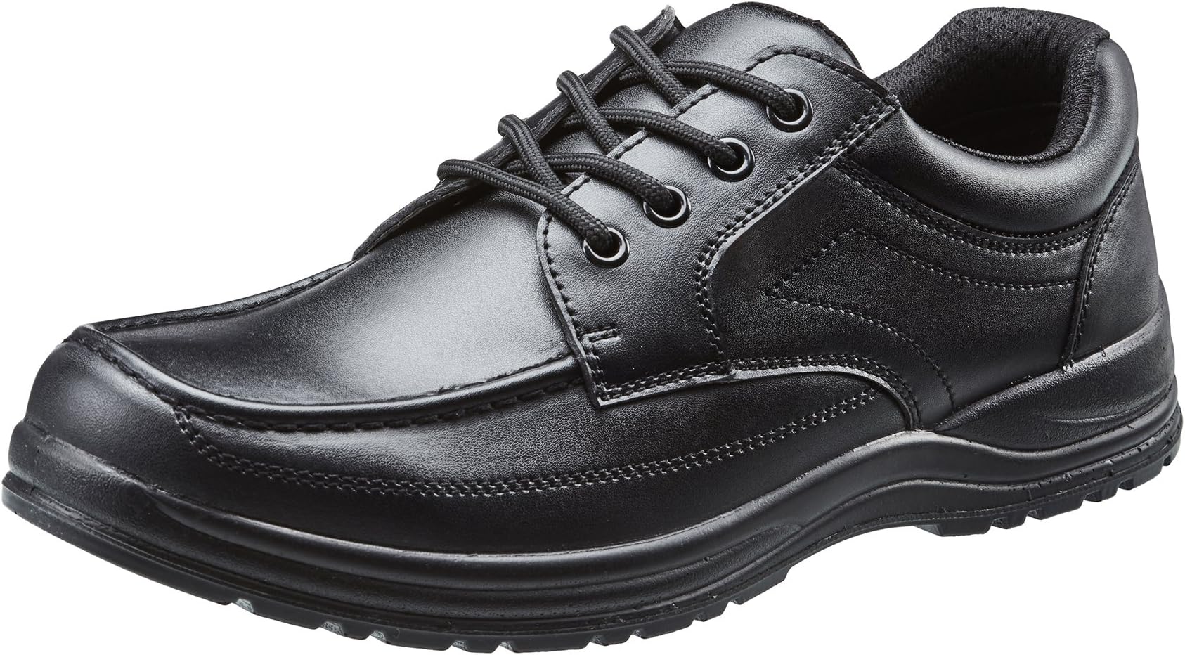 TREADS Kids School Shoes Children’s Black Leather 12 Month Indestructible Guarantee, Lace up Formal Footwear with Adjustable Width ‘Dual Fit’ Technology, Perfect for Active Boys