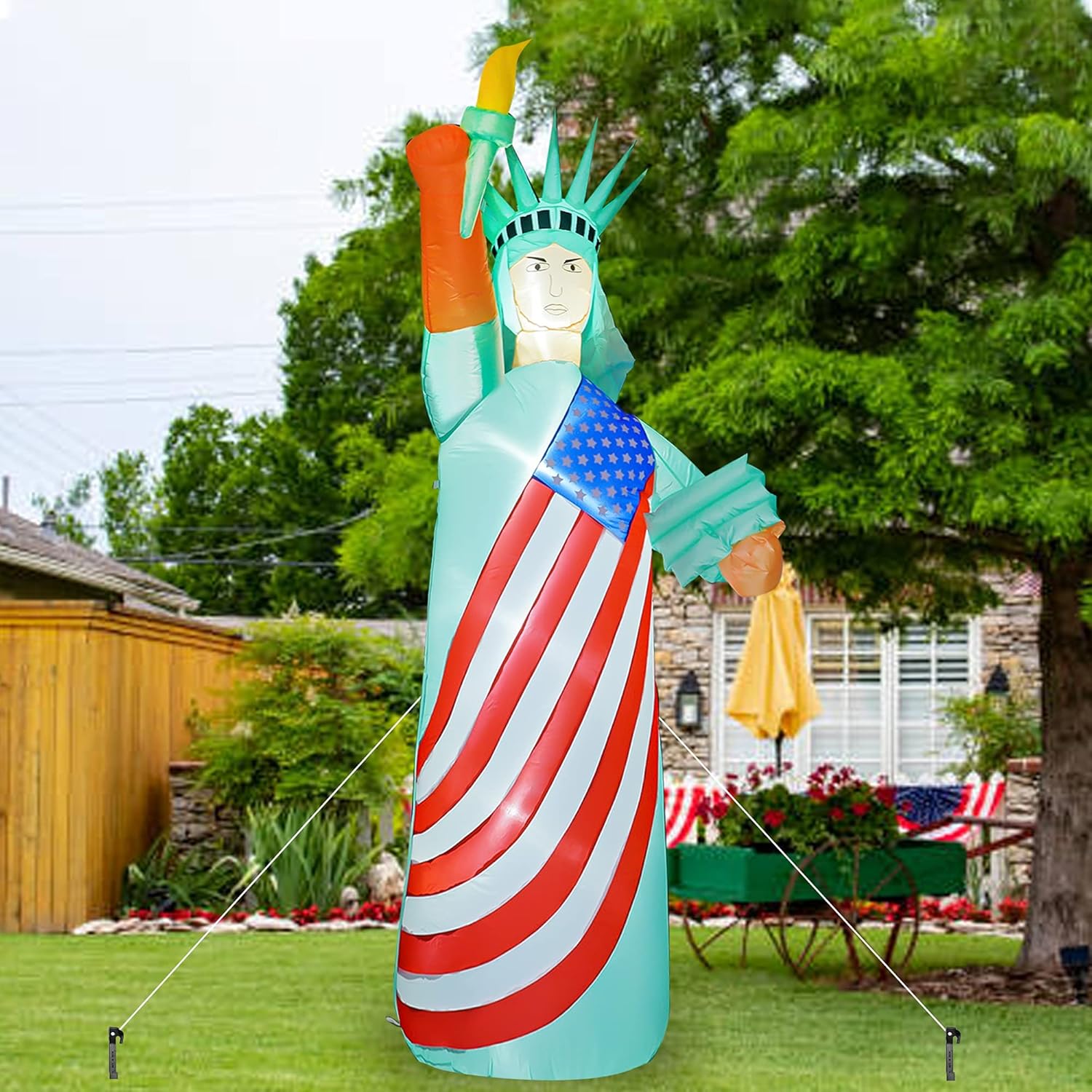 FUNPENY 9 FT Inflatable 4th of July Decorations for Outside, Outdoors, Statue of Liberty with LED Lights, Blow Up Freedom Patriotic Independence Memorial Day Holiday Yard Indoor Decor: Sports & Outdoors