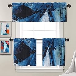 Batmerry Blue Black Abstract Oil Painting Valance