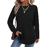 WIHOLL Long Sleeve Shirts for Women 2026 Fall Sweaters Lightweight Casual Tunic Tops Loose Fit Winter Clothing S-2XL