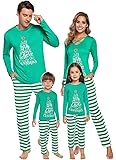 Christmas Family Matching Pajamas Mom Dad Kids Xmas Striped Drawstring Sleepwear Pockets Pj Sets(Green,Dad-Small)