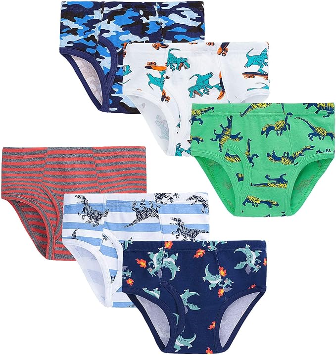 KEREDA Boys Underwear Kids Cotton Boxer Brief Shorts Dinosaur Car