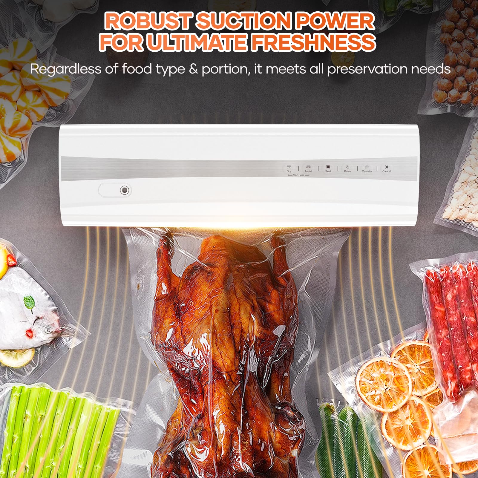 Vacuum Sealer Machine With Vacuum Sealer Bags, Dry/Moist Compact Full Automatic Food Sealer, Air Sealer Machine with Vacuum Seal Rolls, Bag Cutter,