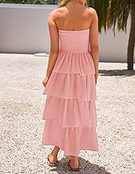 ZESICA Women‘s Summer Boho Strapless Maxi Dress