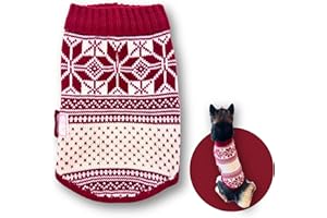 PAWCRATEAN Cute Sweater for Dogs and Cats Soft Flannel Pet Outfit Warm and Cozy Animal Hoodie Small to Large Pet Clothes for Halloween Parties and Everyday Wear (Medium, Red National Totem)