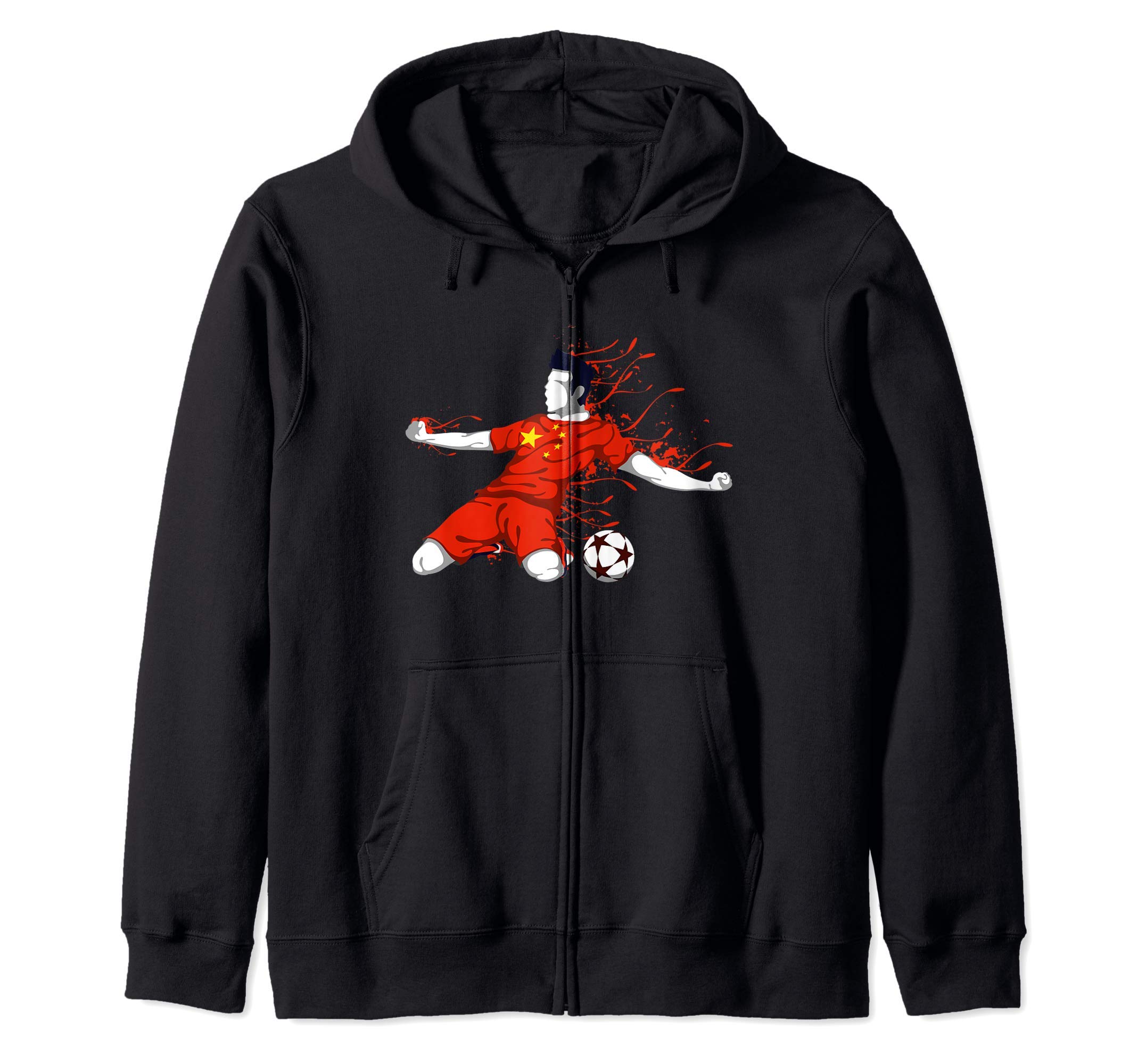 China Soccer Team Chinese National Flag Football Lover Gifts Zip Hoodie