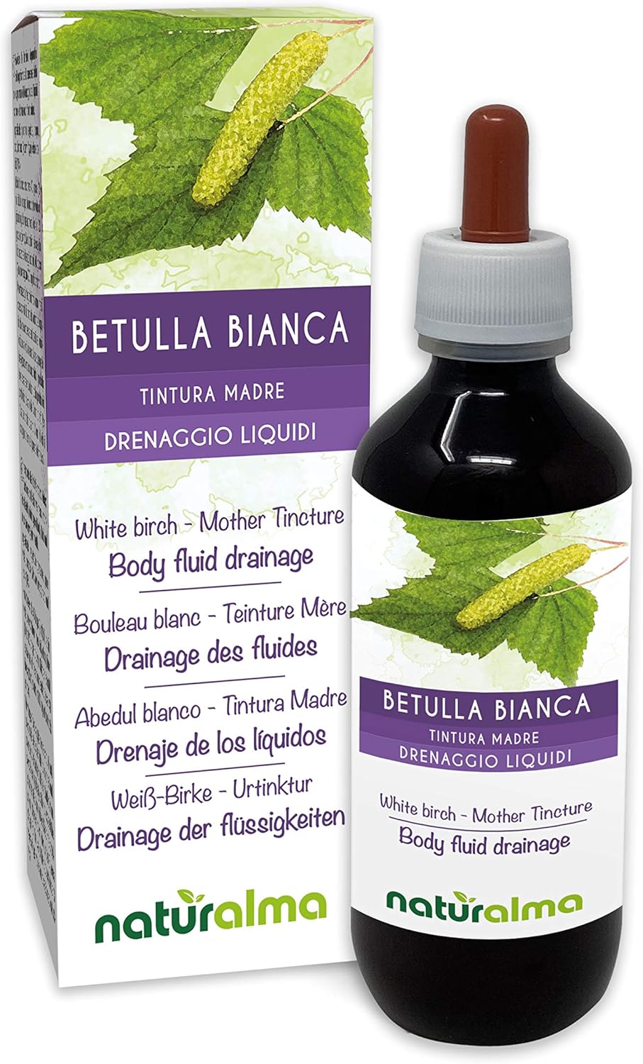White Birch (Betula pendula, alba or verrucosa) Leaves Alcohol-Free Mother Tincture Naturalma, Liquid Extract Drops 200 ml