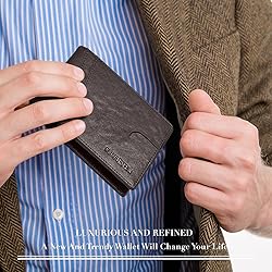 RUNBOX Wallet for Men Slim Rfid Leather 2 ID Window