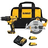 DEWALT 20V MAX Cordless Drill Driver and Circular Saw Combo Kit with 2 x 2 Ah Batteries and Charger, Contractor Bag (DCK252D2)