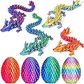 JOD® 4PCS 3D Printed Dragon Eggs with Dragon Inside – Articulated Fidget Toys, Easter Dragon Eggs, Mystery Surprise Easter Eggs for Kids, Unique 3D Printed Animals, Home Decor and Gift Set(B)