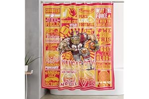 VIGKOIR Red Kingdom Shower Curtain, Football Style Curtain Gifts for Fans, Football Team Shower Curtain for Bathroom Decor 60 x 72 Inch