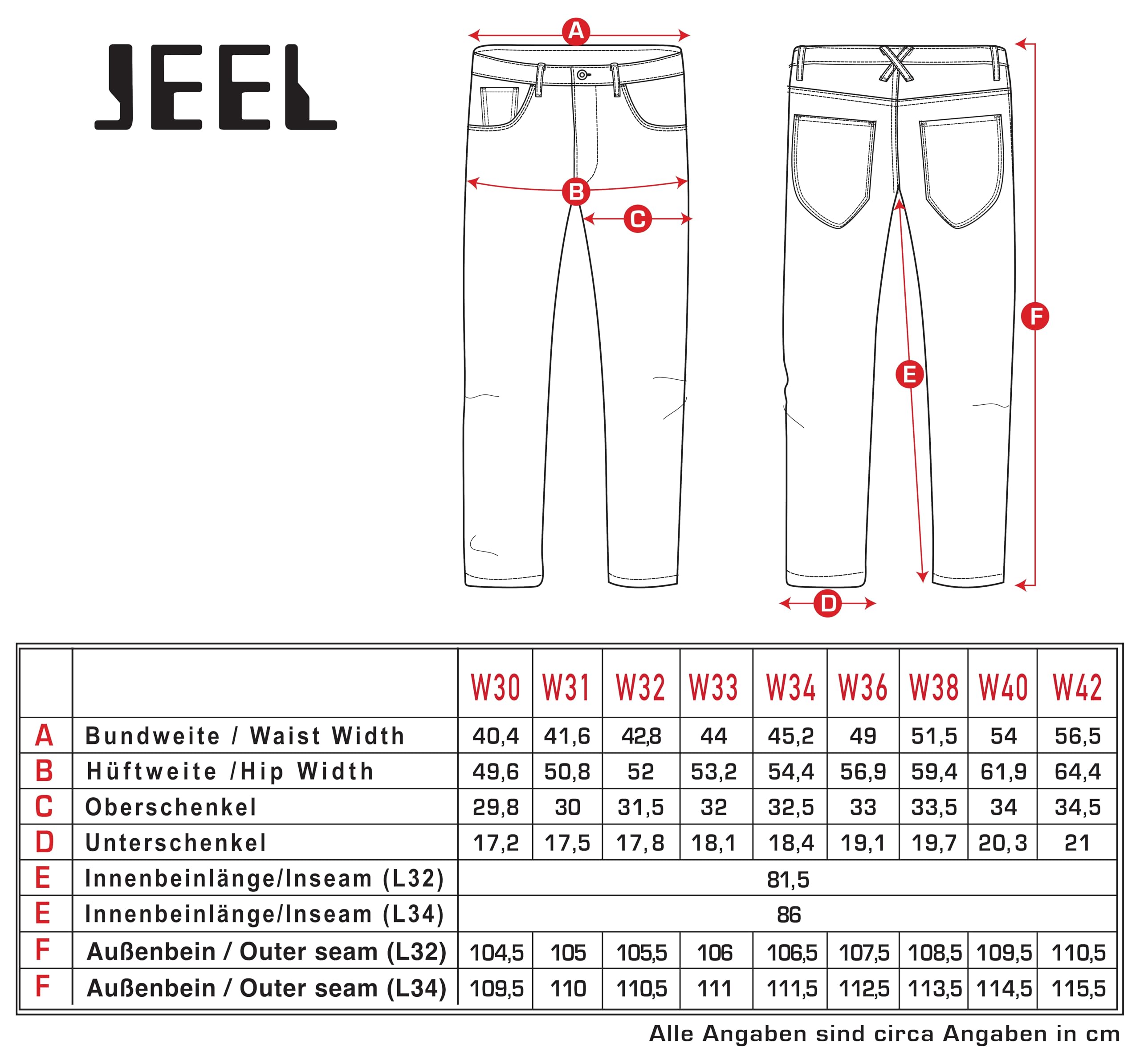 JEEL Herren-Jeans - Regular-Fit Straight-Cut - Stretch - Jeans-Hose Basic Washed 06-schwarz (verwaschen) 36W / 32L 4