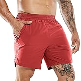 MIER Men's Running Shorts 7" Quick Dry Gym Athletic Workout Shorts with Zipper Pockets