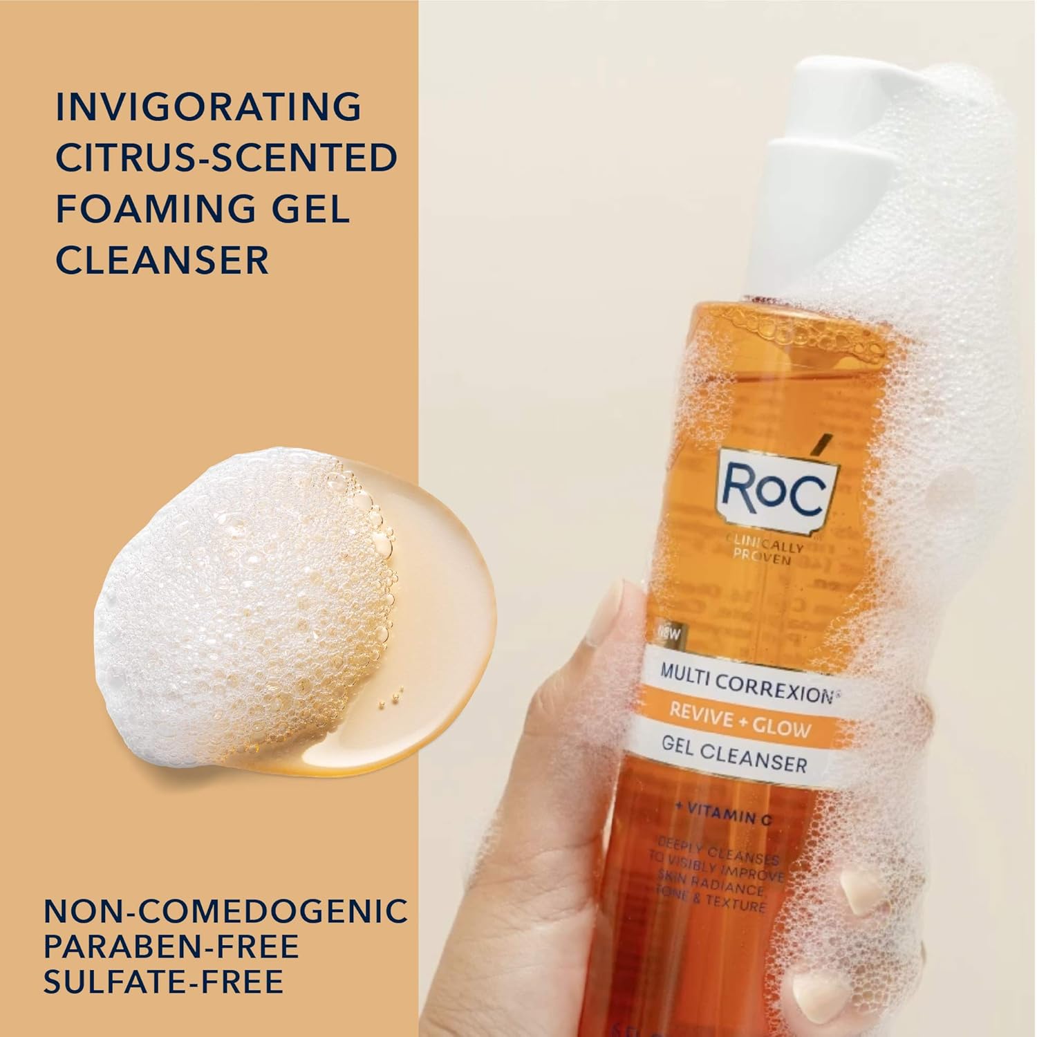 RoC Multi Correxion Revive + Glow Gel Cleanser With Vitamin C and Glycolic Acid 6 Ounces: Beauty