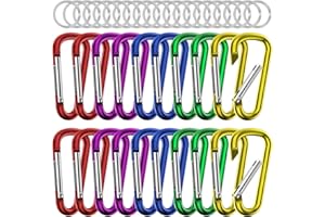 sprookber 2.28" Small Carabiner Clip Keychain, D Ring Caribeaner Clip, Key Clip Caribeener Multipurpose, Set of 20 Pack