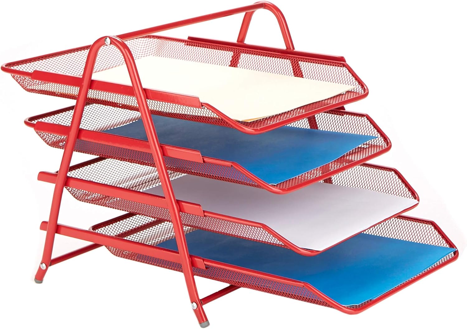 Mind Reader 4TPAPER-RED 4 Tier Letter Tray Pull Out Drawer Organizer, Folders, Files, Documents, Mail