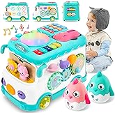 iFaveorr Toys for 1 Year Old Girl Gifts, 10-in-1 Montessori Toys Bus for Baby 6-12 12-18 Months, Educational Musical Learning Toddler Toy Ages 1-2, First Birthday Gifts for Girls and Boys