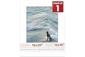 12x16 Mat for 16x20 Frame - Precut Mat Board Acid-Free White 12x16 Photo Matte Made to Fit a 16x20 Picture Frame, Premium Mat