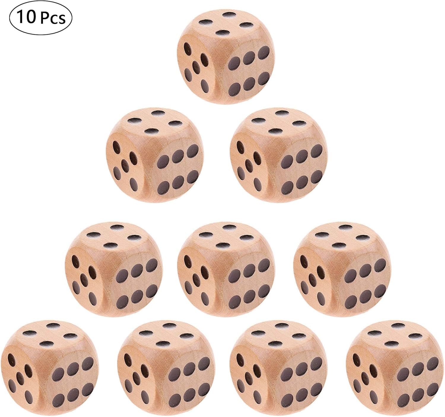 Shuny 10 Pcs Dados de Puntos, Número Mahjong Dados, 16 mm Dados de Madera, Juego de Mesa con Dados, Madera Dados Log Color Punto, Divertido para Aprender el Cálculo Mental y Las Matemáticas Juego