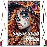 Sugar Skull Women Coloring Book for Adult Women Relaxation, Spiral Bound Printed On One Side, Adult Crafts, Relaxation Gifts, Thick Paper Non-Bleed