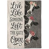 coedoaes Floral Cow Quote Fleece Blanket,50x60in,Cute Cows Flower Crown Rustic Throw Blankets,Soft Cozy Lightweight, Ideal for Bed Living Room Home Farmhouse Decor,Gifts