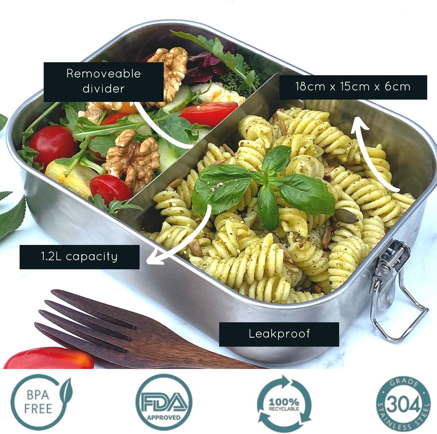 Moonmoon Stainless Steel Lunch Box (1.2 Litre), Silver, 1.2 Litres - Image 4