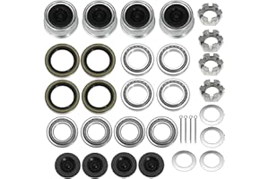 SHUNMO 4 Sets 3500Lb Hub Bearings Kit with 171255TB Grease Seals with 1.98" Dust Caps, Cotter Pins, Axle Nuts for Boat Trailer Axle 84 EZ-Lube Splindle 3500lbs 1-3/8" to 1-1/16" for L68149 L44649
