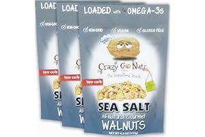 CRAZYGONUTS Crazy Go Nuts Walnuts - Plain with Sea Salt, 4.5 oz (3-Pack) - Healthy Snacks, Vegan, Low Carb, Gluten Free, Superfood - Natural, Non-GMO, ALA, Omega 3 Fatty Acids, Good Fats, and Antioxidants