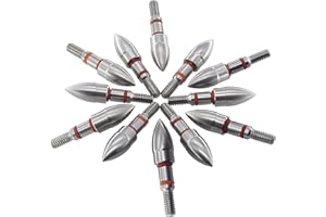 maifield Stainless Steel Archery Field Points, Easy Pull Various Outside Diameter,85/100/125/150/175/200/225/250/275/300 Grains,Screw in Archery Field Tips