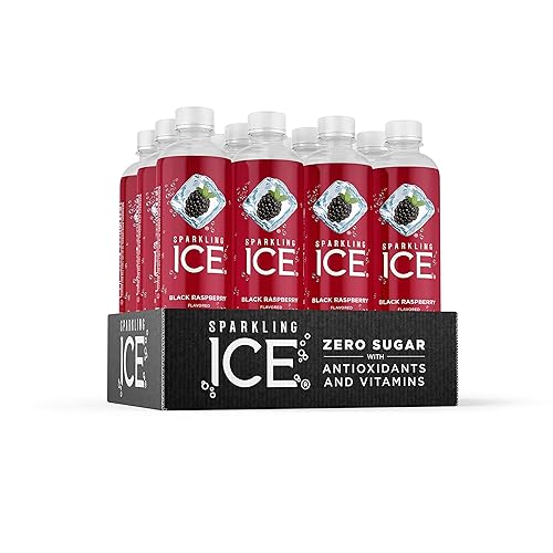Sparkling Ice, Black Raspberry Sparkling Water, with antioxidants and vitamins, Zero Sugar, 17 FL OZ Bottles (Pack of 12)