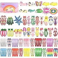 100 Pcs Hair Clips, Funtopia Cute Hair Barrettes Snap Hair Clips for Women Girls Teens Kids Babies, Colorful No Slips Metal F